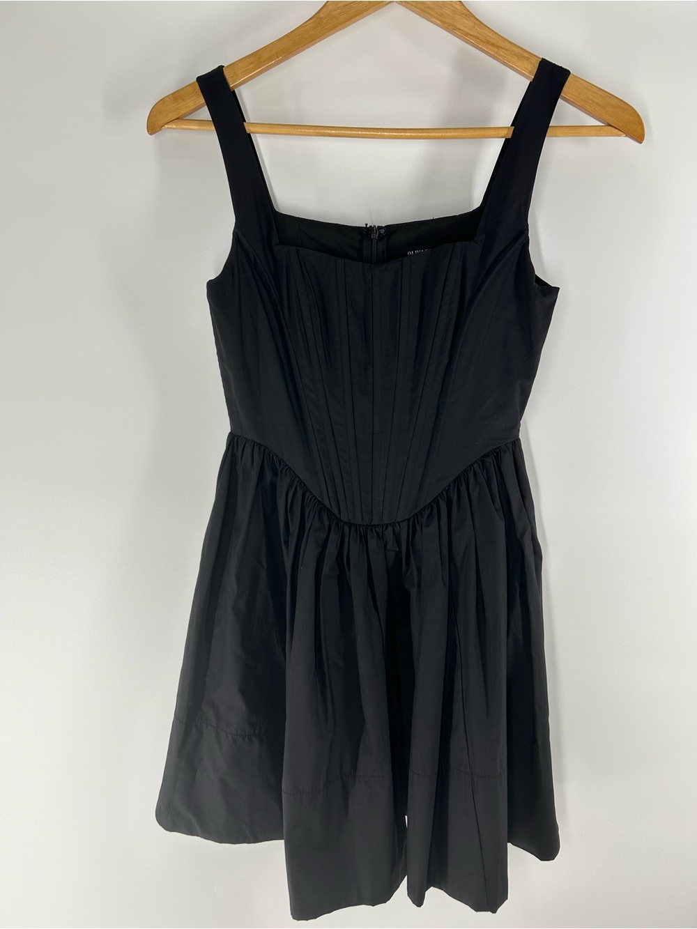 Olivaceous Black Sleeveless Pleated Bodice Mini Dress